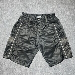 VTG Kikwear Skater Rave Satin Nylon Cargo Shorts 32 Made In USA Black Worn